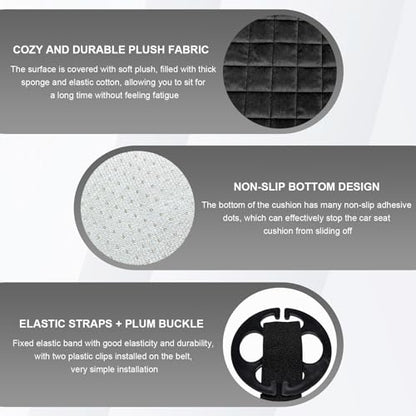 DXNQ Car Seat Cushion, Soft Plush Auto Seat Cover with Non-Slip Silicone Bottom & Storage Pocket, Universal Breathable Vehicle Seat Cushion Pad for Car Truck SUV, Black - color: Black
