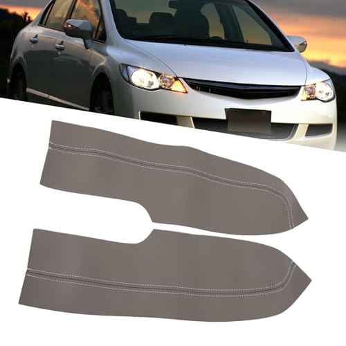 2Pcs / Set Front Door Panel Armrest Cover Protector Microfiber Leather Replacement 2005 to 2011 (Grey)