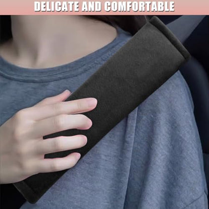2PCS Car Seat Belt Pads Cover - Soft Fluff Car Seat Belt Shoulder Strap Cover Harness Pad Protect Your Neck - Universal Comfortable Seatbelt Strap Cushion for Most Cars & Backpacks (Black) - color: Black