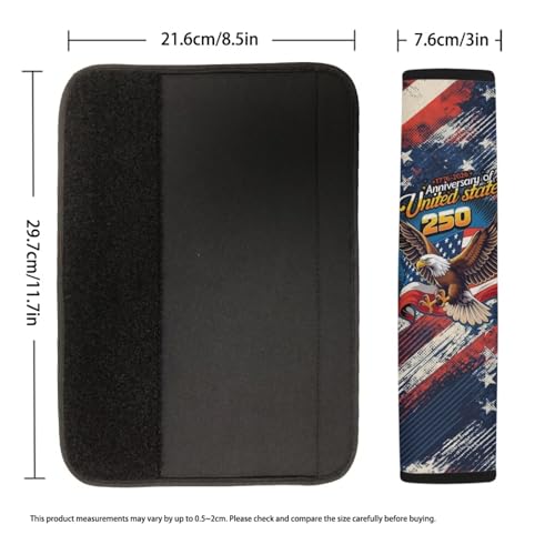 Dreaweet 250th Anniversary Eagle Car Seat Belt Covers for Women 2 Pcs Universal Comfort Car Seat Shoulder Strap Pads Neoprene Seatbelt Covers Easy to Install - color: 250th Anniversary Eagle