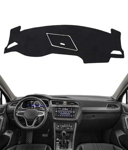 BIBLOZ Dash Cover for Volkswagen Tiguan 2018-2024 Accessories Black Flannel Dashboard Cover Mat Car Dashboard UV Sun Protection(Not for 2025+) - size: 2018-2024 Tiguan
