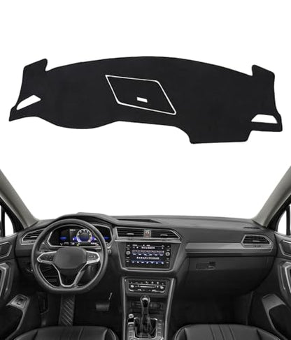 BIBLOZ Dash Cover for Volkswagen Tiguan 2018-2024 Accessories Black Flannel Dashboard Cover Mat Car Dashboard UV Sun Protection(Not for 2025+) - size: 2018-2024 Tiguan