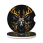 Absorbent Ceramic Car Coasters for Cup Holders, Black Gold Deer Design 2.56" Anti Slip Universal Drink Cup Coasters for Women Men (2 Pack) - color: Black Gold Deer