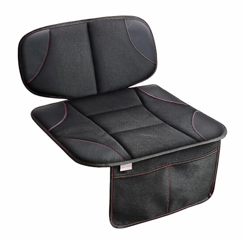 Car Seat Protector for Kids, Anti-Slip Design, Thick Padding, Prevents Seat Marks, 2 Storage Pockets for Toys & Snacks, Fits Most Cars, Black - 1 Pack - color: Black, size: 1 PACK