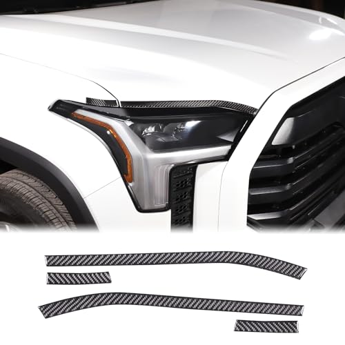 Aunginsy Car Front Headlight Eyebrow Trim Sticker Compatible with Toyota Tundra/Sequoia 2022 2023 2024 Pickup Truck Real Carbon Fiber Material Decorative Sticker Protection Cover Exterior Accessories - size: Front Headlight Eyebrow Sticker