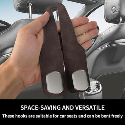 Car Seat Headrest Hooks for Purses and Bags, 2 Pack Bag Purse Holder for Car With Double Metal Hooks, Car Purse Hanger, Headrest Back Seat Handbags Hook Cute Hanging Accessories, Brown - color: Brown 2pcs