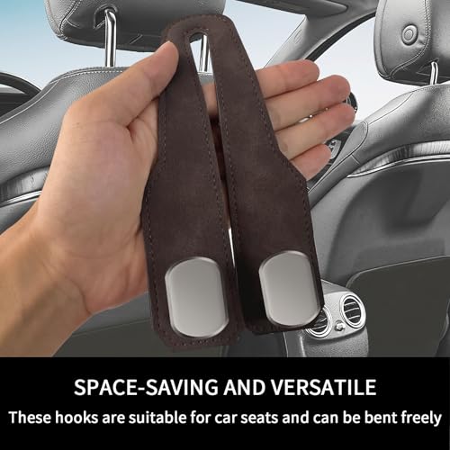 Car Seat Headrest Hooks for Purses and Bags, 4 Pack Bag Purse Holder for Car with Double Metal Hooks, Car Purse Hanger, Headrest Back Seat Handbags Hook Cute Hanging Accessories, Brown - color: Brown 4pcs