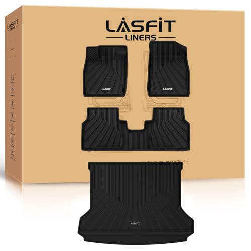 LASFIT Floor Mats & Cargo Mats for Volkswagen ID.4 2021-2026, All Weather TPE Custom Fit Floor Liners for VW ID.4 1st & 2nd Row Car Mats & Trunk Mats, Black - size: 2)2021-2026|For VW ID.4|Floor & Cargo