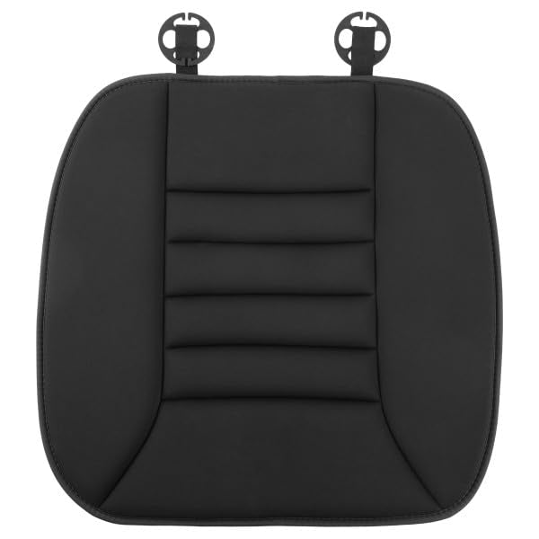 Car Seat Cushion - 1.2-Inch-Thick Memory Foam Seat Pad with Plastic Anchors and Non-Slip Bottom for Auto, Office Chair, or Home by Stalwart (Black)