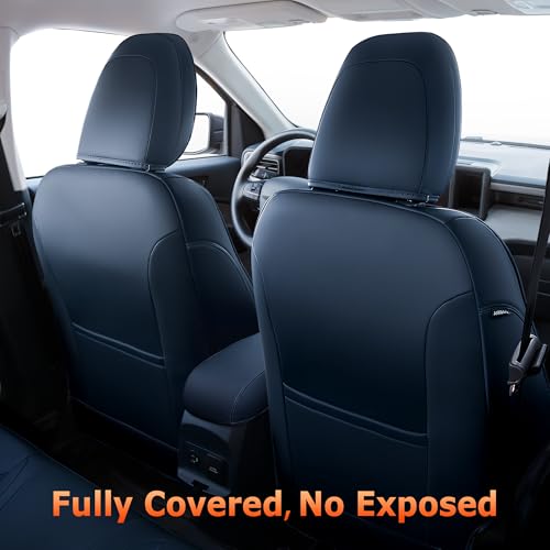 Leather Seat Covers Custom Fit for Maverick 2022-2026, Compatible with XL, XLT, Lobo, Lariat, Tremor Model - Armrest Covers Included - Faux Leather, Fully Covered, Fit Like a Glove