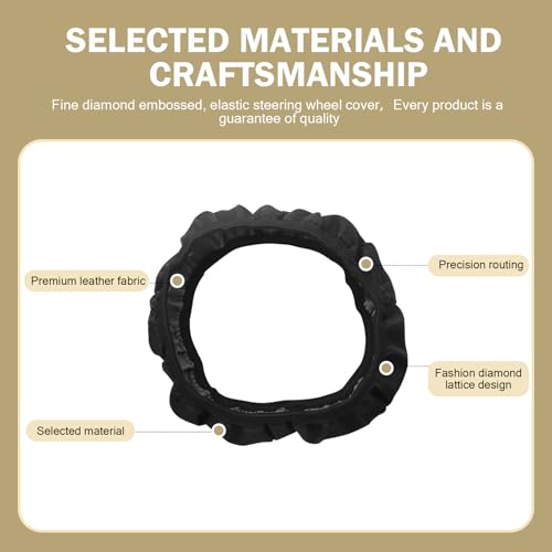 Car Steering Wheel Cover, Microfiber Leather Steering Wheel Cover，Anti-Slip Breathable Steering Wheel Protector，15 inch Universal for SUV, Truck, Van (Black) - color: Black