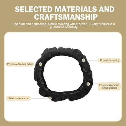 Car Steering Wheel Cover, Microfiber Leather Steering Wheel Cover，Anti-Slip Breathable Steering Wheel Protector，15 inch Universal for SUV, Truck, Van (Black) - color: Black