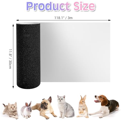 BNOSDM Self-Adhesive Dog Nail File Scratcher Emery Paper Cat Nail Scratch Board Replacement Sandpaper, Cuttable Pet Furniture Scratching Pad Protector for Door and Wall (12in*10ft, Black) - size: 12x118in-10ft