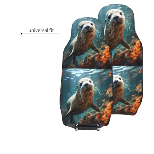 Seat Covers Car Seat Cover Car Seat Protector Waterproof Universal Seal Pup in Water, Black