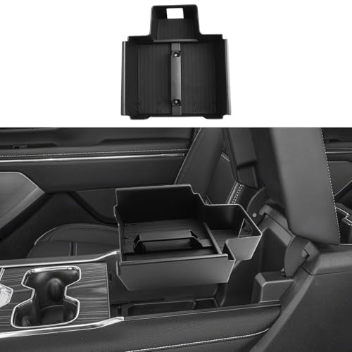 ECOZEN Lower Center Console Organizer For 2024-2026 Chevy Silverado EV/2024-2026 GMC Sierra EV Accessories - Armrest Storage Box With Handle For Silverado EV WT & Sierra EV Denali - Not For ICE Trim - size: Silverado EV 2024-2026 Organizer-Lower