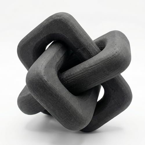 Yalikop 3 Link Wood Knot Decor - Hand Carved Coffee Table Decoration, Boho Chain Link Decor, Modern Shelf, Rustic Objects for Home Living Room Bedroom(Elegant,Black) - color: Black, style: Elegant