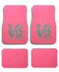 Universal Fit Front/Rear 4-Piece Full Set Love Crystal Bling Rhinestone Design Studded Carpet Car SUV Truck Floor Mats - 4 Pcs Set (Silver Love-Pink) - color: Silver Love-Pink