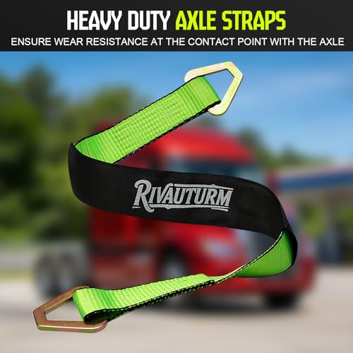 4-Pack 10,000lbs Break Strength Ratchet Straps Heavy Duty, 2 Inch x 10 Feet Tie Down Straps with J-Hooks & Clips & 2" x 38"Axle Straps for Car Trailer Truck, UTV, Motorcycle, Cargo & More - Green - color: Green