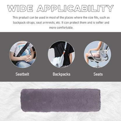 2 PCS Seat Belt Shoulder Pads, Soft Fluffy Plush Seat Belt Shoulder Strap Covers, Comfy Warm Seat Belt Strap Cover Shoulder Cushion for Adult Children, Car Accessories (Gray) - color: Gray