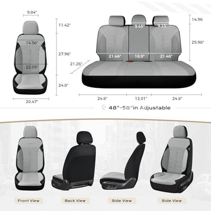 Coverado Front Seat Leather Covers, Full Leather Construction with Carbon Fibre Weave, Universal Fit for Most Cars SUV Trucks (Gray) - color: Gray, size: Front