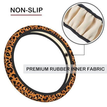 Animal Leopard Print Cheetah Steering Wheel Cover, Non-Slip Breathable Neoprene Steering Wheel Covers, Women Car Accessories Universal 15 Inch Fit Auto, Suvs, Truck - color: Animal Leopard