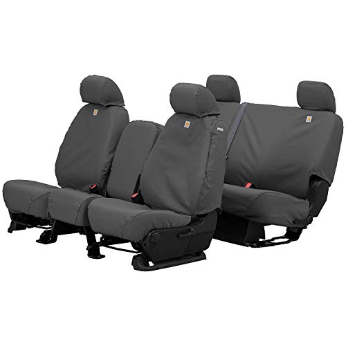 Covercraft Carhartt SeatSaver Custom Seat Covers | Fits 2015-2018 Ford F-150 Crew Cab | 2nd Row 60/40 Bench Seat, Duck Weave Gravel