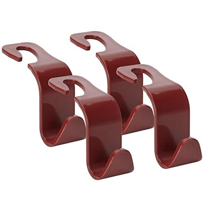 Soleebee 4 Pack Car Headrest Hooks - Universal Auto Hooks, Back Seat Hangers, Storage Organizer (Brown) - color: Brown