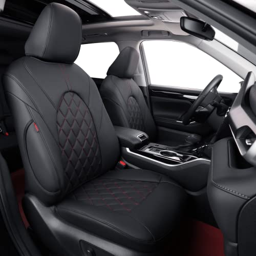 Custom Seat Covers Compatible with Select Honda Pilot EX-L,TrailSport 2023 2024 -Three Rows Models - Leatherette (Red/Black,Full Set) - color: Leatherette(Black/Red), size: 2023-2024 Pilot EX-L,TrailSport 7-Passenger