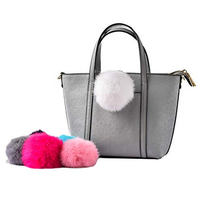 Cute Faux Rabbit Fur Ball Pom Pom Keychain Car Key Ring Handbag Tote Bag Pendant Purse Charm - color: White