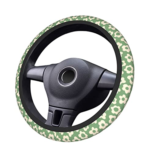 Vintage Groovy Flowers Steering Wheel Cover Cute Universal 15 Inch Car Accessories Protector for Women - color: Vintage Groovy Flowers