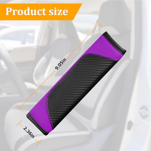 2PCS Car Seat Belt Cover, Carbon Fiber Seatbelt Shoulder Protection, Soft Car Seat Belt Strap Cushion Protect Your Neck and Shoulder, Car Accessories Seat Belt Pad for Car Truck (Purple) - color: Purple