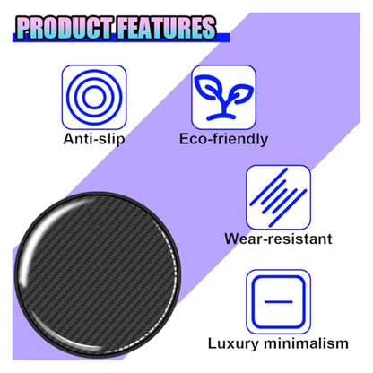 2PCS Sports Racing Car Cup Holder Coasters, 2.67 Inch Carbon Fiber Automotive Cup Holder Insert Coaster Pad, Non-Slip Shockproof Vehicle Interior Drink Cups Mat for RV, SUV, Truck(Black) - color: Black