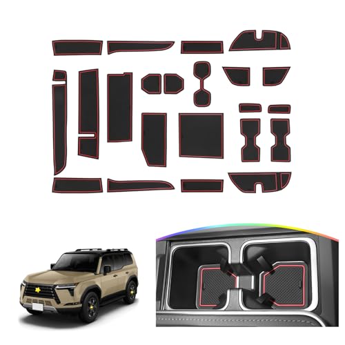 SKTU Door Slot Mat for 2024 2025 2026 Lexus GX550 Accessories Door Groove Gate Pad 22Pcs Fit 2024 2025 Lexus 2026 GX550 Door Compartment Cup Console Liners 2024 2025 2026 GX550 Floor Liners (Red) - color: for 2024 2025 2026 GX550 Red