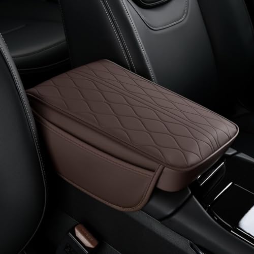 New Universal Car Center Console Cover with Side Pockets - Leather Armrest Cover,Waterproof Armrest Box Mat,Arm Rest Covering Car Interior Accessories Arm Rest Cushion for SUV/Truck/Vehicle(Coffee) - color: Coffee