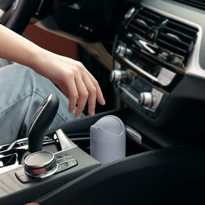 Car Trash Can with Lid, Portable Silicone Vehicle Cup Holder Dustbin Garbage Can, Compact Round Automobile Interior Rubbish Bin Garbage Container, Universal for RV Truck SUV (Gray) - color: Gray