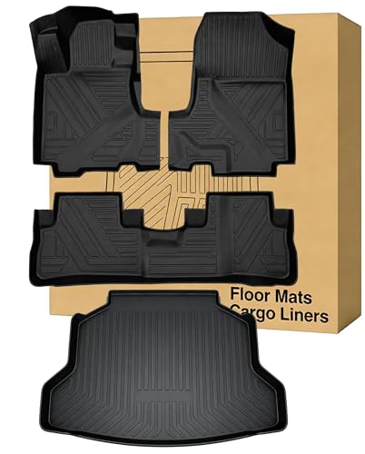 Floor Mats ＆ Cargo Liners Compatible with 2007-2011 Honda CR-V，All Weather Protection Waterproof Durable Anti-Slip Odorless Custom-fit Front Rear Rows Back Trunk Tray Full Set Carpet Liner - size: 1）For Honda CRV（2007-2011 ）Floor＆Trunk Mats