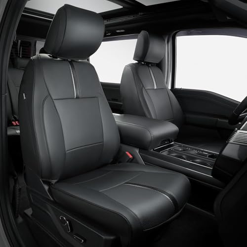 Super Cover® for Ford F150 Seat Covers 2015-2024 2025 2026 Full Set, for F-150 XL/XLT Leather Truck Seat Cover, for F150 Accessories 2016 2017 2018 2019 2020 2021 2022 2023, Only for Bucket Seat