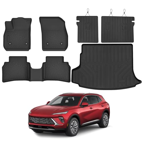 Floor Mats & Cargo Liner & Backrest Mat for 2021-2025 2026 Buick Envision All Weather Protection TPE Rubber Floor Liner for Envision Full Set Mat Automotive Accessories, Black - size: Floor Mats & Trunk Mat for 2021-2026 Envision