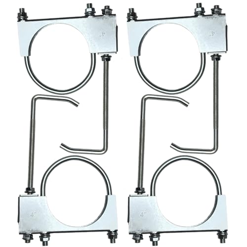 4 Pcs universal exhaust clamp with hanger 4 Inch, One-Piece Type Muffler Hanger Clamps Exhaust Hanger Tail Pipe Bracket And Clamps for Automotive - size: 4"-4 PACK（One-Piece)