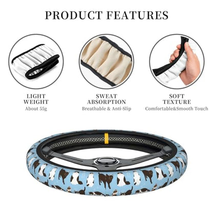Cats Steering Wheel Cover for Women Elastic Rubber Steering Wheel Universal 15 Inch Fit for Cars, Auto, SUVs - color: Cats