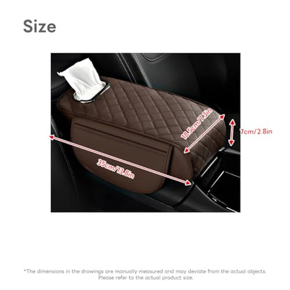 Car Armrest Pad, Universal Armrest Cushion Pad, Leather Armrest Box Pad - color: Without cup holder, Brown
