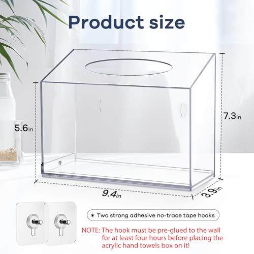 Acrylic Hand Towel Box Cover Compatible with Kleenex Disposable Hand Towels Wall-Mounted Paper Towel Dispenser Suitable for Tabletop, Bathroom, Car, and Office Use Valentine's Day Gifts (Clear) - color: Clear