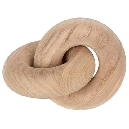 Table Decor Handcrafted Wooden Knot Sculpture Decor – Modern Nordic Style Decorative Accent for Home, Office, Shelf, and Console Table – Natural Oak Finish, 7"x4.7"