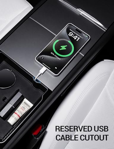Motrobe 4PCS 2026 Center Console Organizer Tray for Tesla Model Y Juniper (Only Premium & Performance 2025/2026) Model 3 Highland (Standard, Premium & Performance 2024/25/26) Accessories - size: 4PCS Console Tray(Model Y Juniper & 3 Highland)