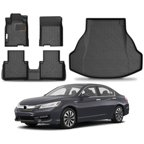 KUST Floor Mats Cargo Mat for Honda Accord Sedan 2013-2017, All Weather Floor Liners with Cargo Mat for Accord Accessories Rear Car Mats TPE Rubber Raised Edge - style: For │ Accord 2013-2017 │ Full Set