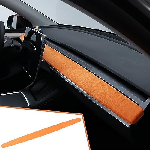 GZXinWei Suede Interior for Alcantara Tesla Model 3 2017-2023 Model Y 2020-2024 Center Console Panel Dashboard Cover Wrap Trim Protect Decor Accessories Styling Moulding Orange - color: Orange