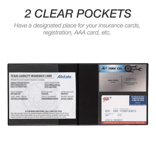 Samsill 2 Pack Car Registration and Insurance Holder, 5.25" x 4.75" Black Glove Box Organizer, Perfect for Multiple Vehicles - size: 5.25" x 4.75", style: 2 PACK