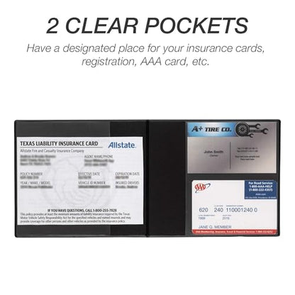 Samsill 2 Pack Car Registration and Insurance Holder, 5.25" x 4.75" Black Glove Box Organizer, Perfect for Multiple Vehicles - size: 5.25" x 4.75", style: 2 PACK