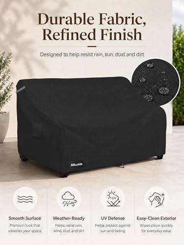 ANartcle 2-Seater Patio Loveseat Cover,58W x 32.5D x 31H Inches Outdoor Couch Cover,100% Waterproof Heavy Duty Patio Sofa Covers,Patio Furniture Covers,Black - color: Sofa-Black, size: 58"W x 33"D x 31"H