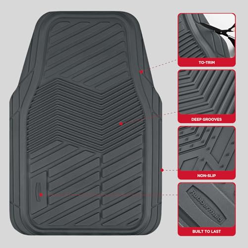 Rubbermaid Car Mats Full Set – All Weather Car Floor Mats Universal Trim-to-Fits Design,Heavy Duty Car Mats for Cars, SUVs, Trucks,and Vans - Beige - color: Gray